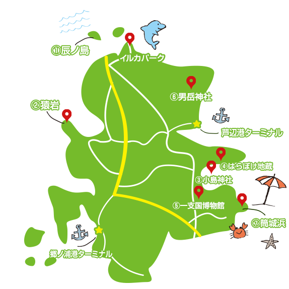 壱岐　観光スポット　地図