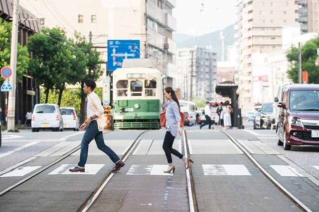 長崎　路面電車　横断