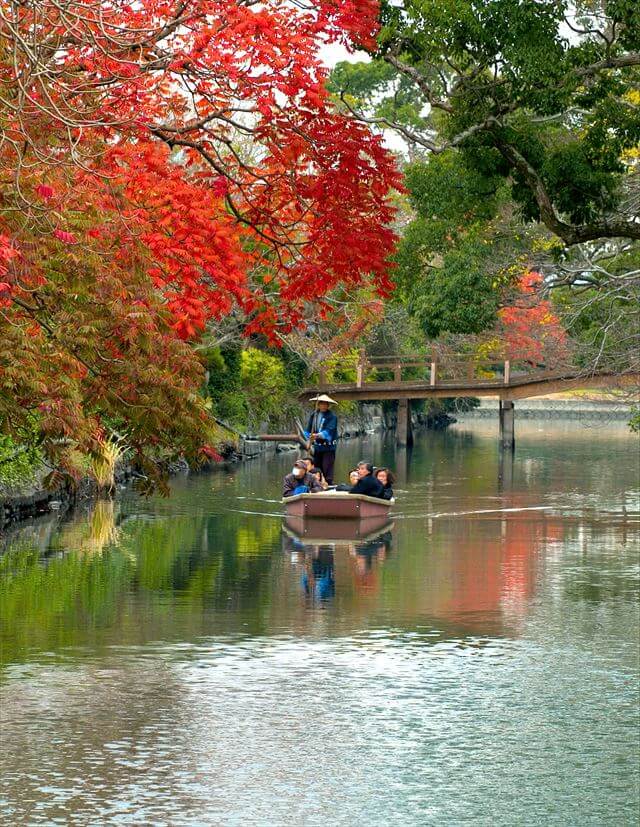 柳川観光　秋　紅葉　川下り